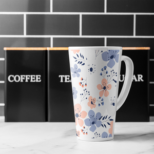 Pink  Blue Flowers Latte Mug