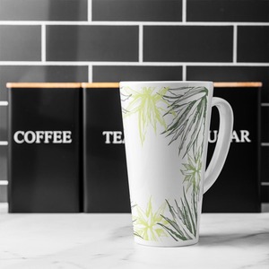 Green Leaf Border Latte Mug