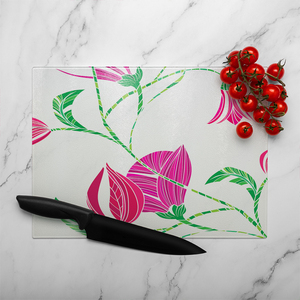 Tulips Glass Chopping Board-large