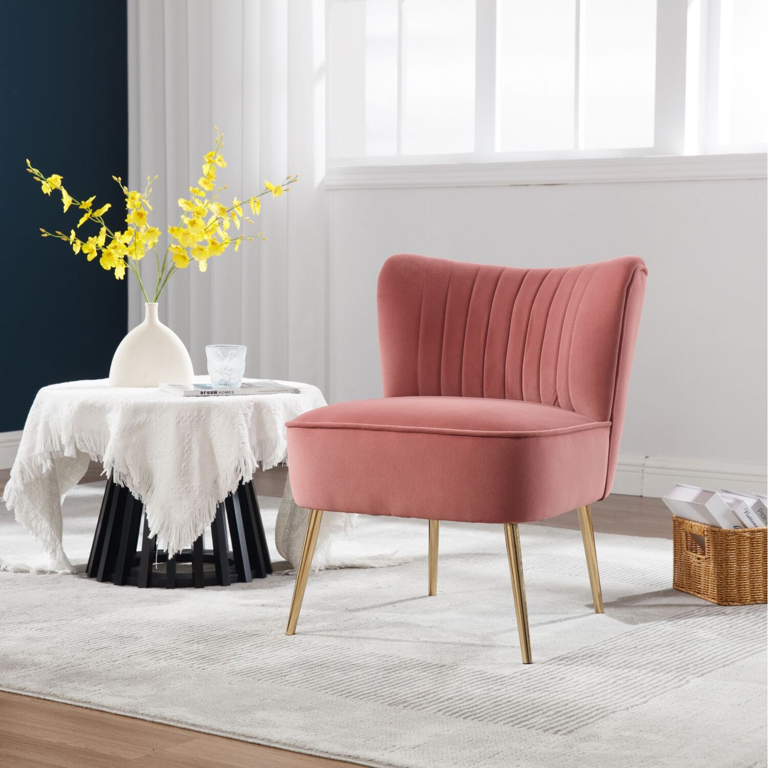 Danville Velvet Armless Accent Chair