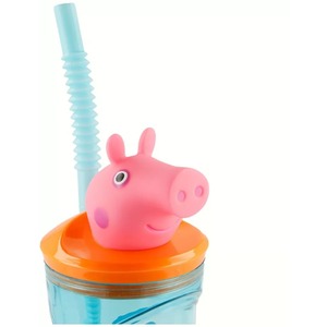 Peppa Pig 3D Figurine Glass Tumbler With Straw 360ML