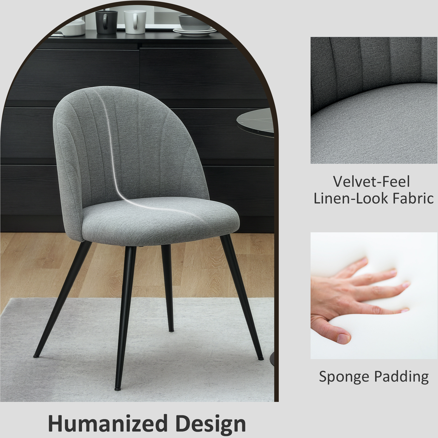 HOMCOM Modern Dining Chairs Set of 2 with Shell Backrest
