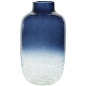 Navy Crackle Vase