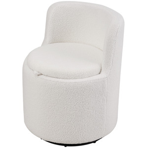 White Upholstered Sherpa Swivel Chair with Storage shot 7768884