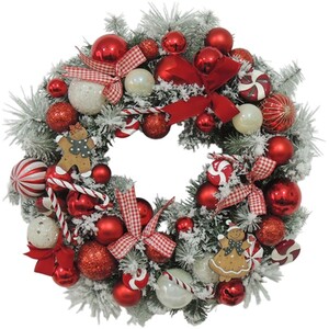 Candy Cane & Gingerbread Wreath