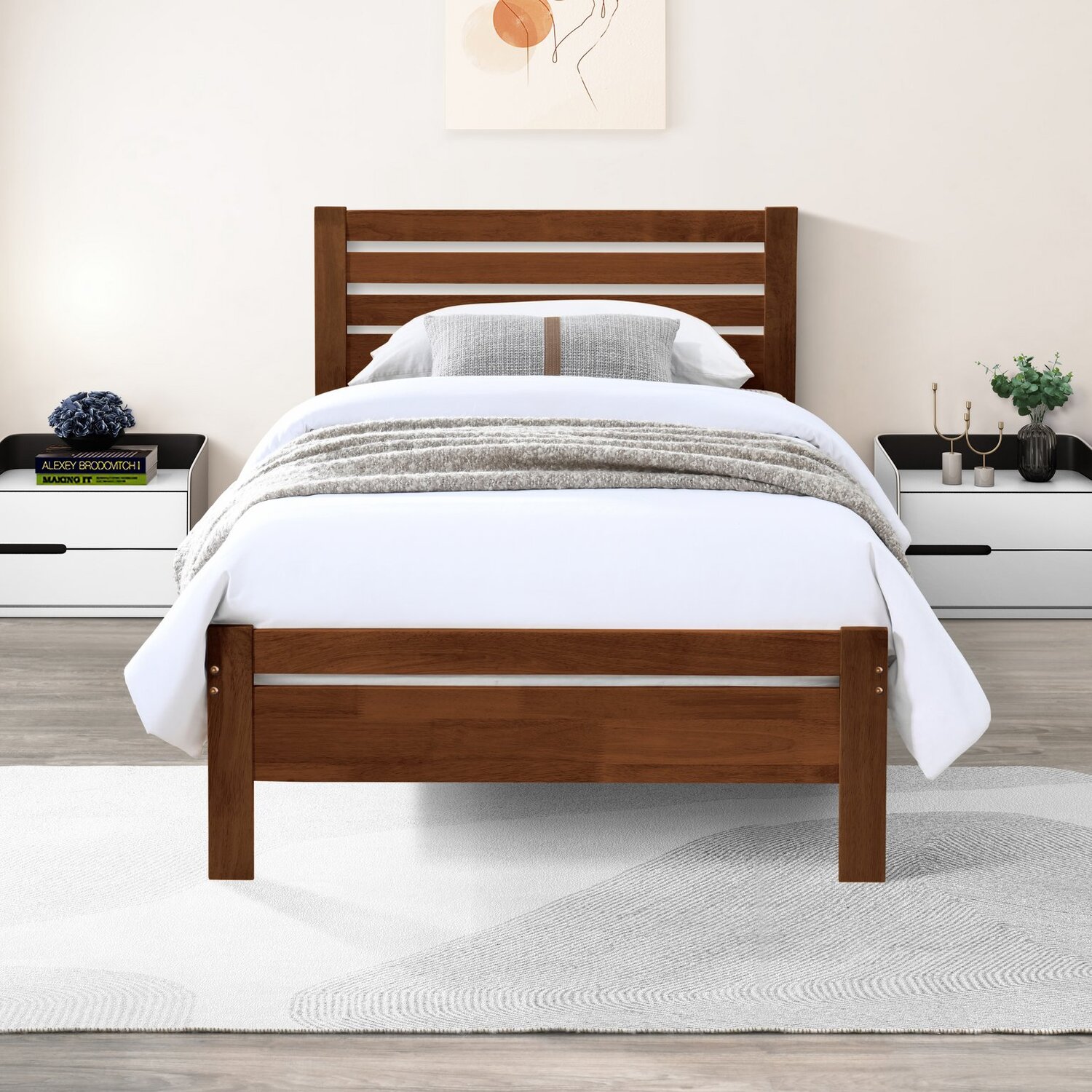 Declan Solid Wood Bed Frame - Walnut Single