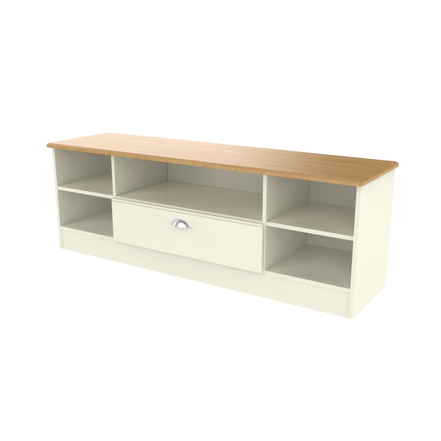 Victoria Ready Assembled Wide 1 Drawer Tv Media Unit - Cream Ash Riviera Oak