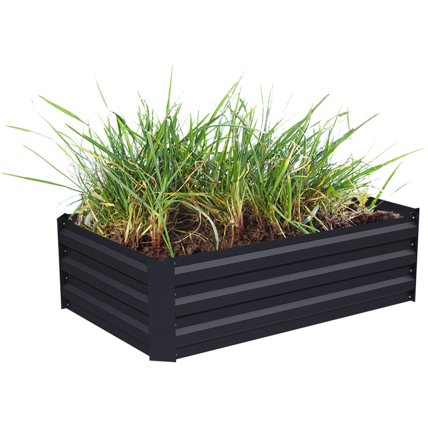 Kidkid Garden Bed Weather-Resistant Galvanized Steel Planter - Charcoal Black / 100Cm / 60Cm