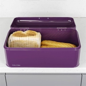 CALITEK Bread Bin Vintage Style Coated Carbon Steel Purple