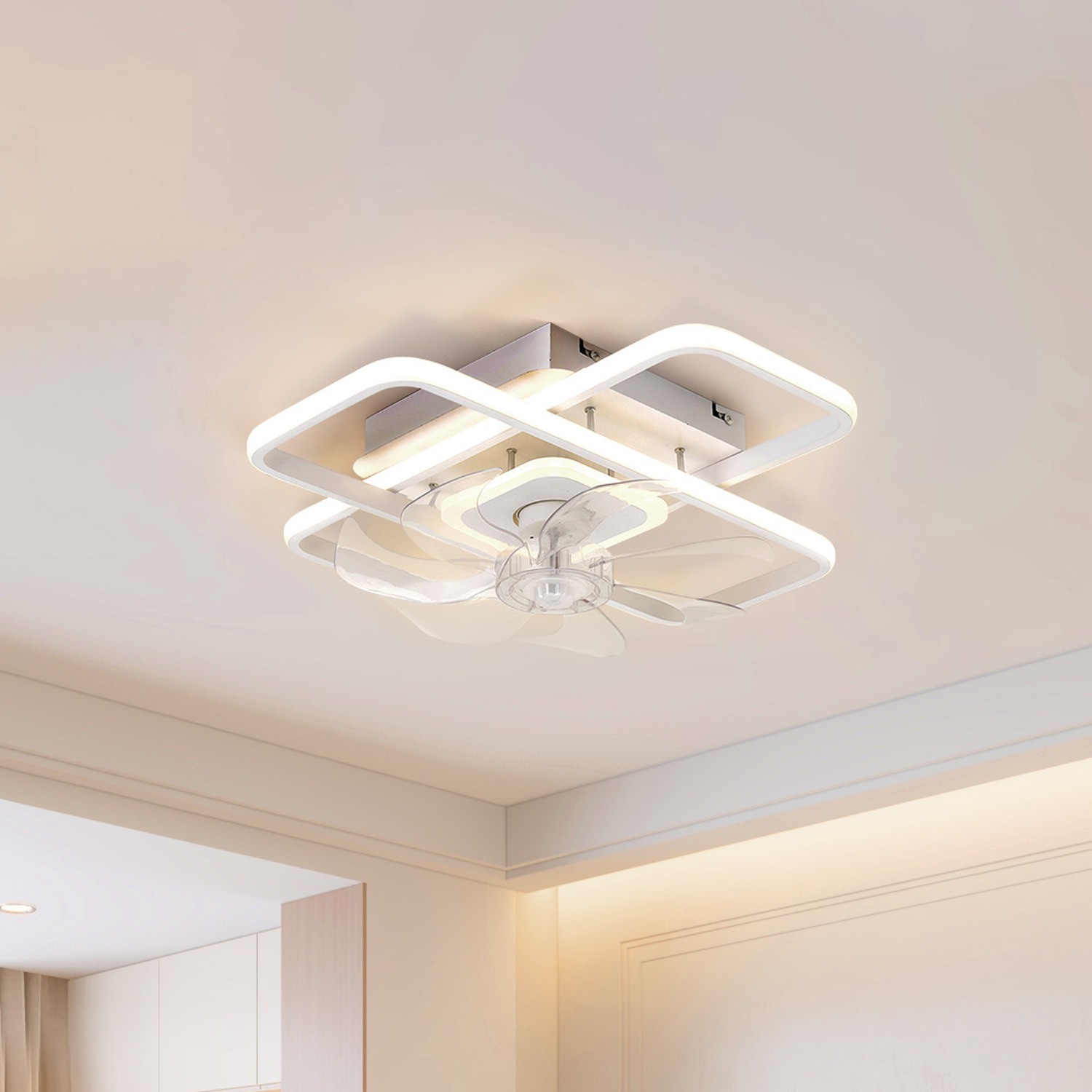 Lifeideas Modern LED Ceiling Light with Fan, square frame