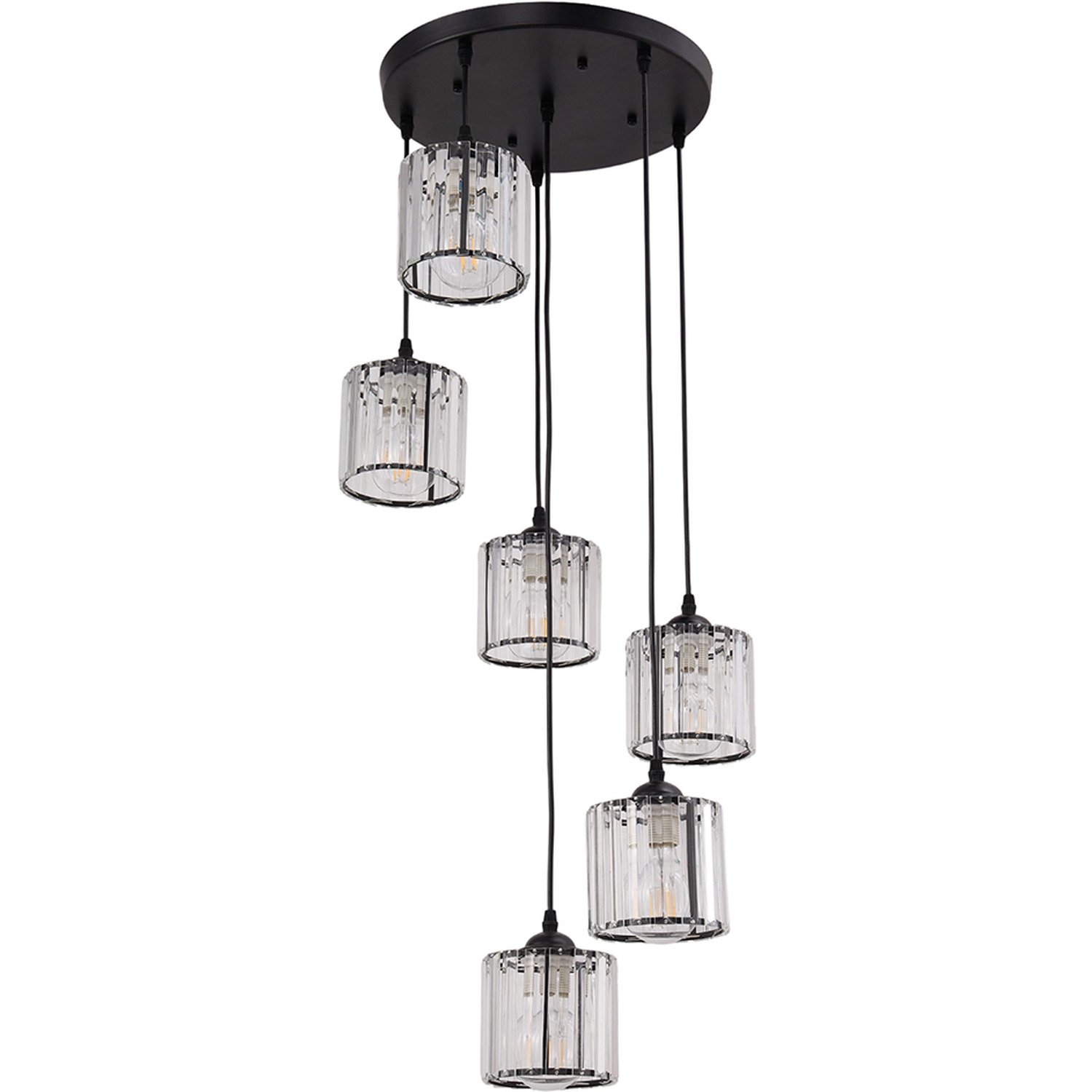 Livingandhome 6-light Cylinder Lampshade Crystal Chandelier - Black