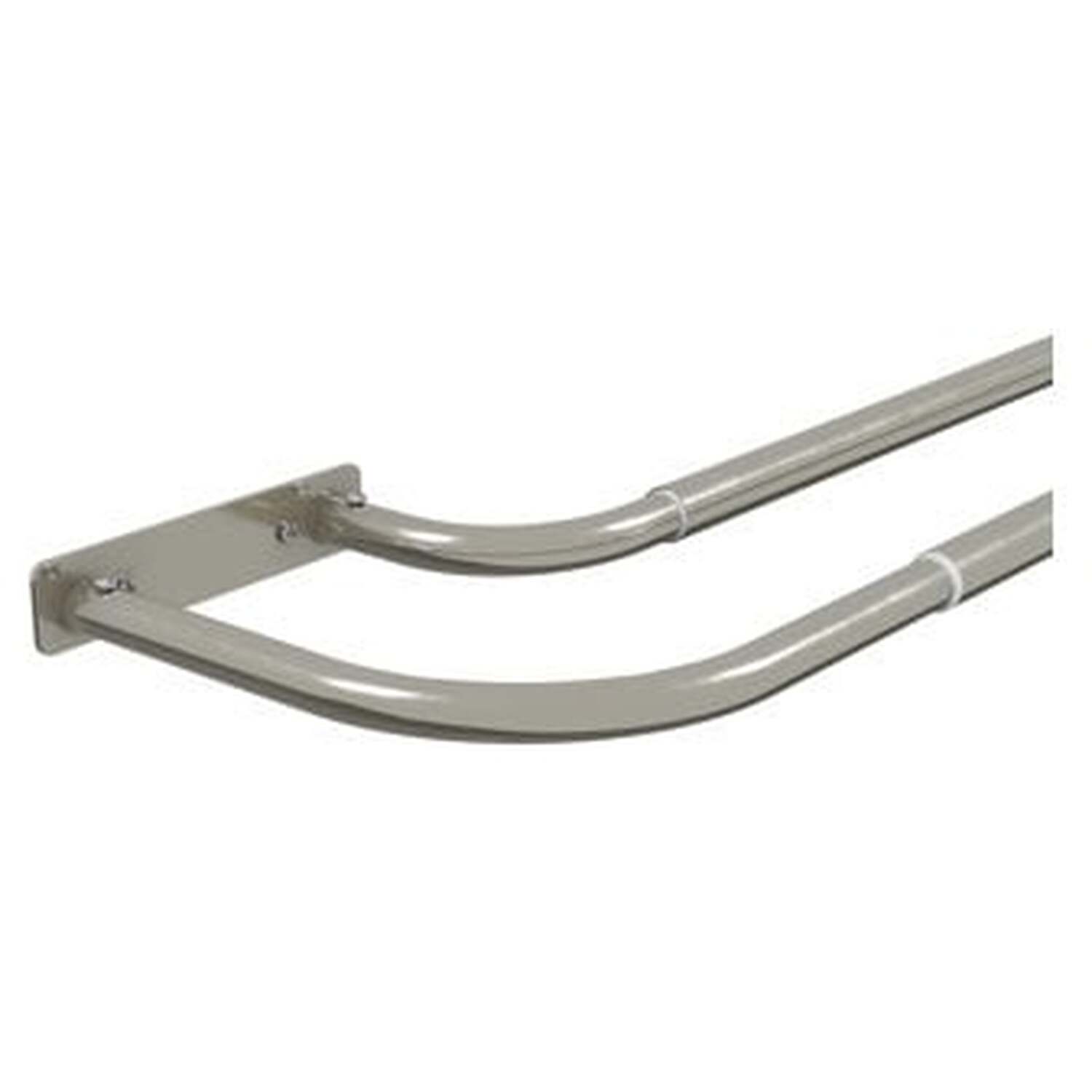 19-22mm Room Darkening Double Extendable Curtain Pole - Satin Silver - Satin Silver / 130cm