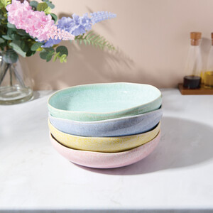 Pack of 4 Colourful Reactive Glaze Pasta Bowls