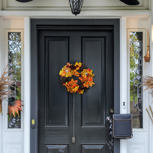 Halloween Wreath with Maple Leaves, Berries and Ornaments