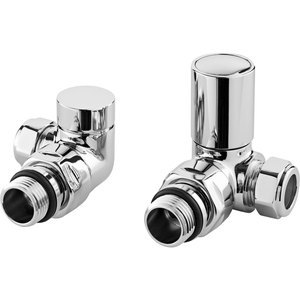 Corner Minimalist Round Radiator Valves Sold in Pairs Chrome