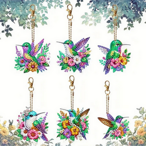 Pack of 6 Hummingbird Keyring Diamond Art Kit