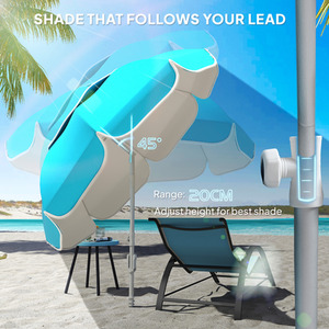 Blue Outsunny Beach Umbrella Portable with Sand Anchor shot 11596214
