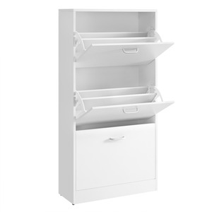 Shoe Cabinet With 3 Flip Doors, 3-Tier Wooden Storage