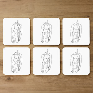 line art of male body Designer Coaster Set