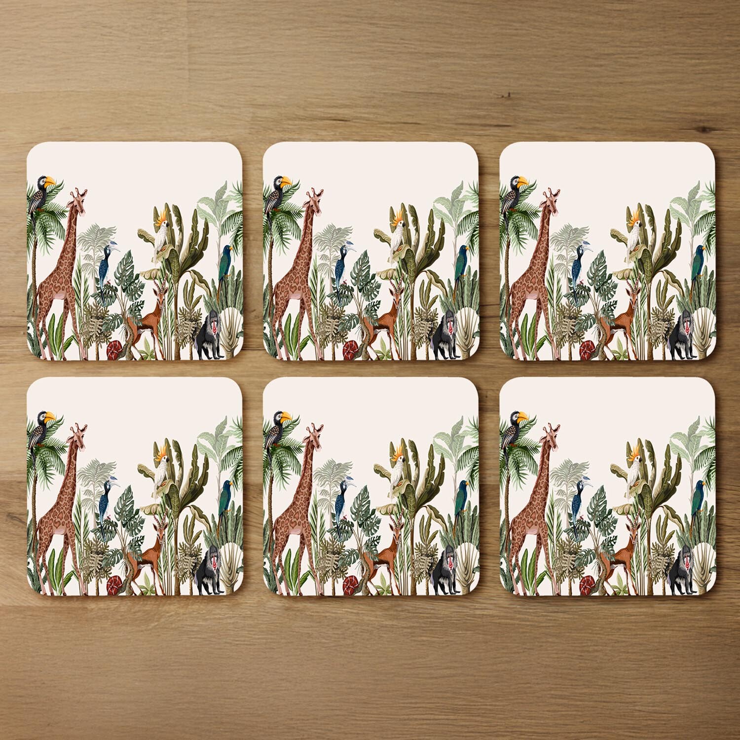 Tropical Animals Coaster - Brown