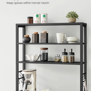 VASAGLE Kitchen Storage Rack, Coffee Bar, Bakers Rack, Total 6 Hooks