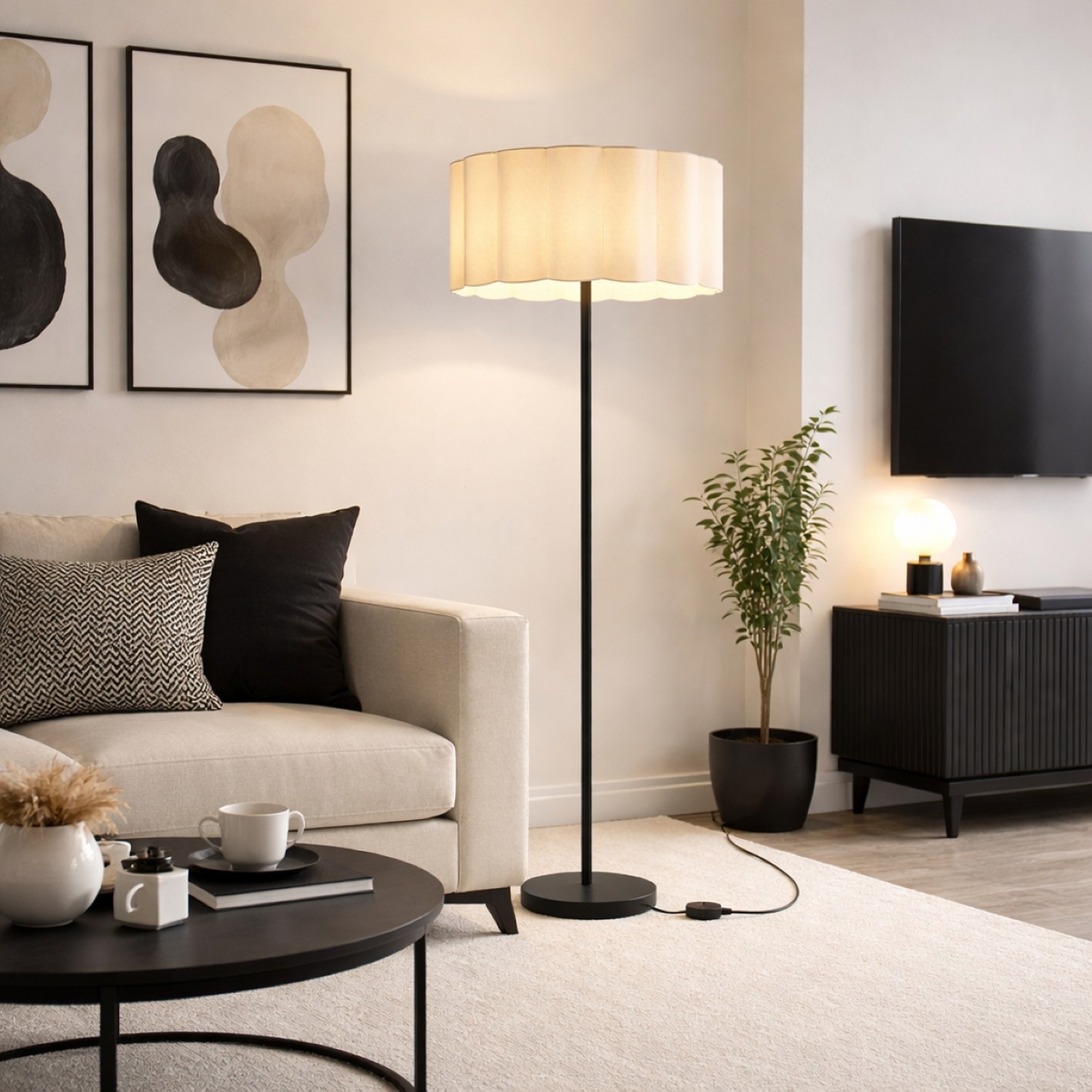 Image of Lena Matt Black Straight Floor Lamp&hellip;