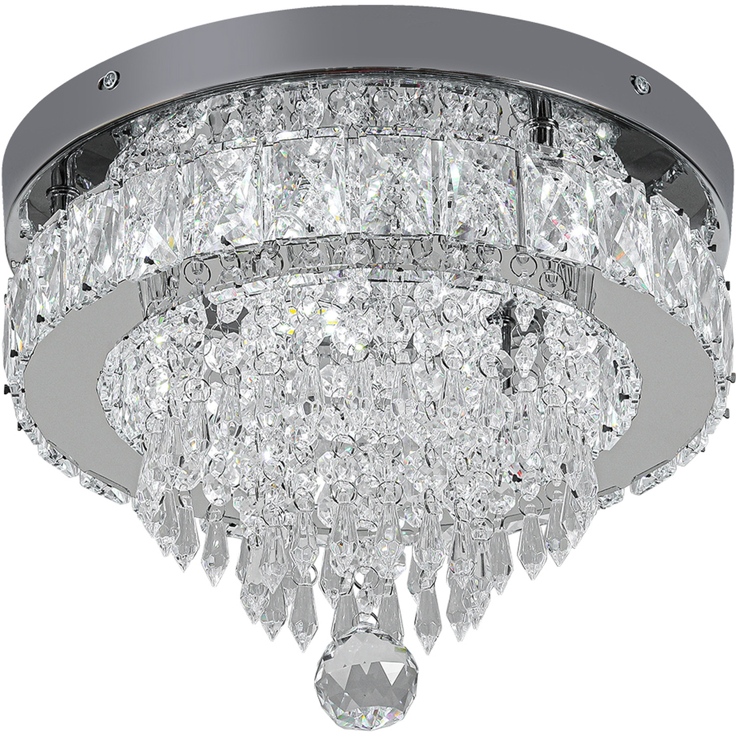Elegant Crystal Round Ceiling Light - Silver