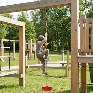AIYAPLAY Climbing Rope Tree Swing Kit Playground Seat Red Natural