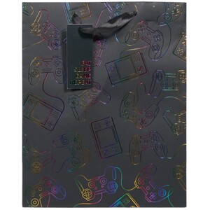 Large Gamer Rainbow Foil Gift Bag