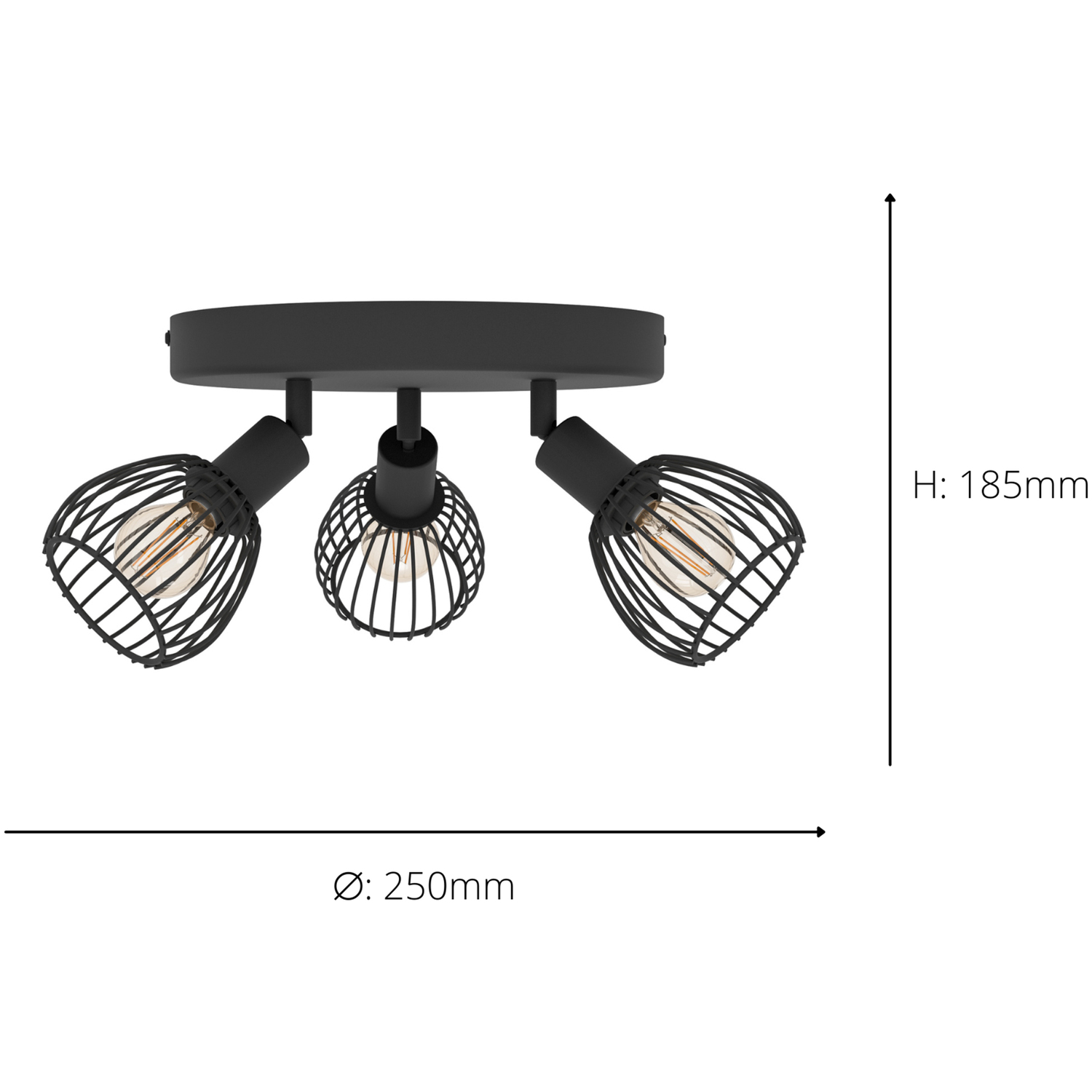 Eglo Sonnino Black Steel Caged Wire 3-light Spotlight - Black