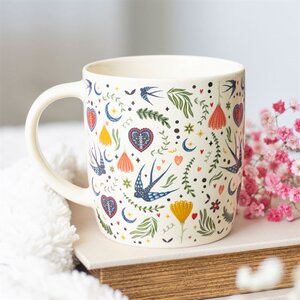 Midnight Bloom Floral Ceramic Mug Microwave Dishwasher Safe