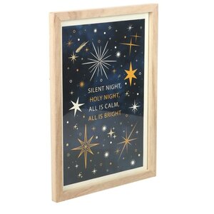 Silent Night Framed Wall Art - Gold  Navy Starry Christmas Decor