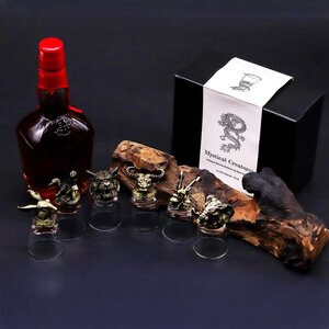 Mystical Creatures Piece Shot Glass Set in Antique Bronze