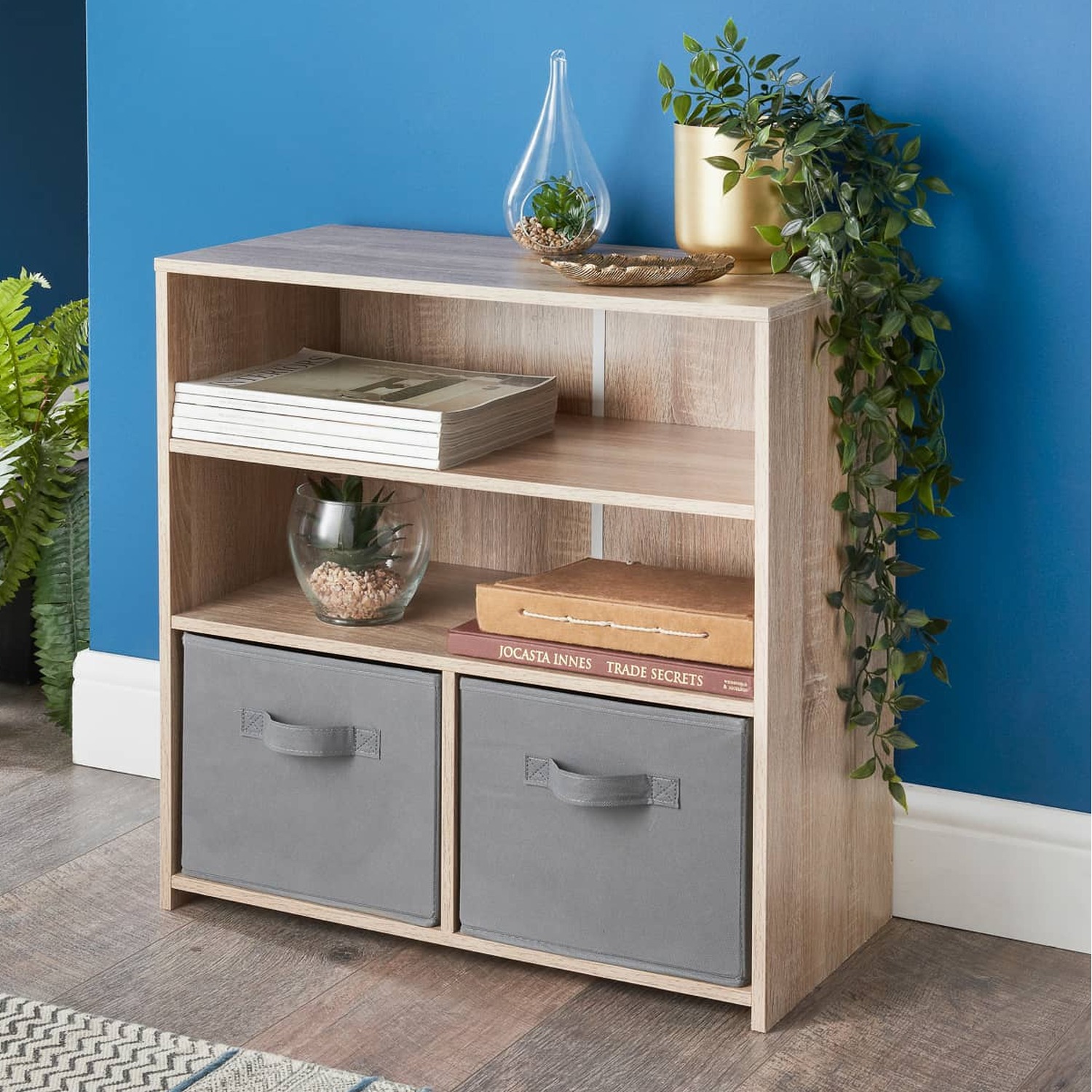 2 Cube 2 Shelves Unit - Oak