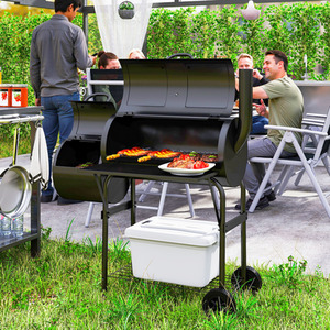 Outsunny Portable Outdoor Charcoal BBQ Grill with Offset Smoker