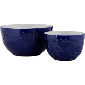 Gigi Set Of Two Blue And White Mixing Bowls