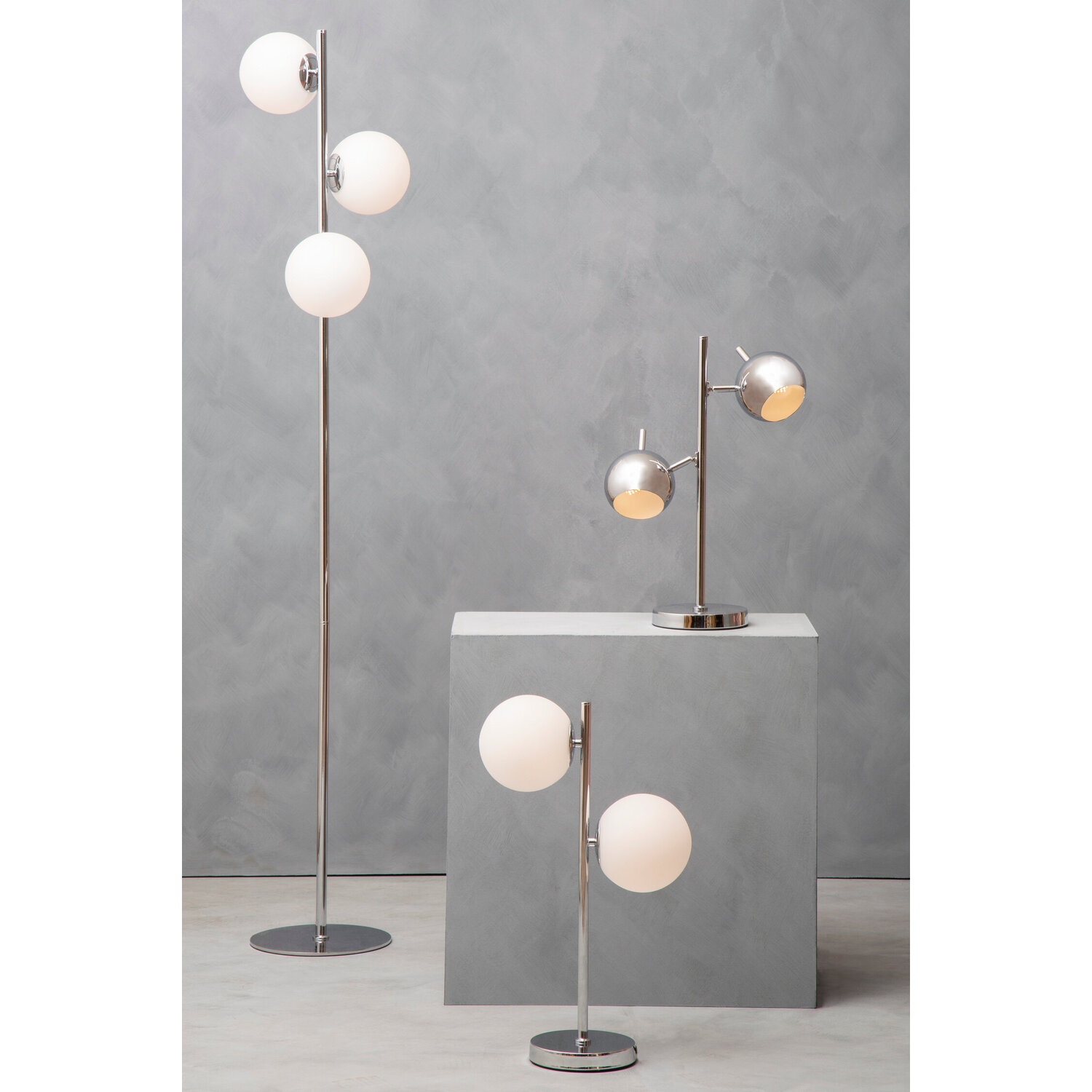 Karter Chrome Finish Table Lamp With Two Lights - Silver