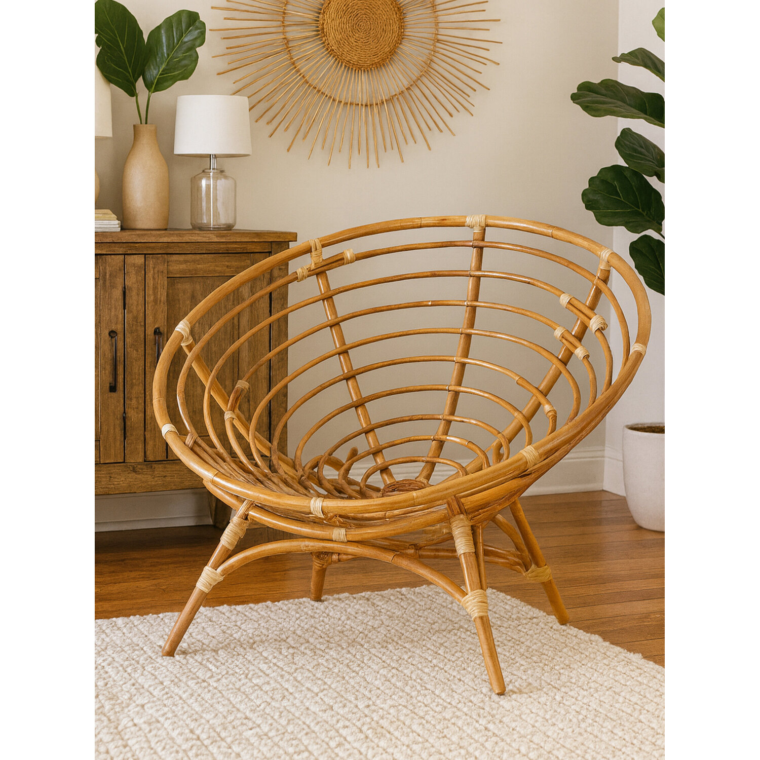 Manado Papasan Natural Rattan Chair - Natural