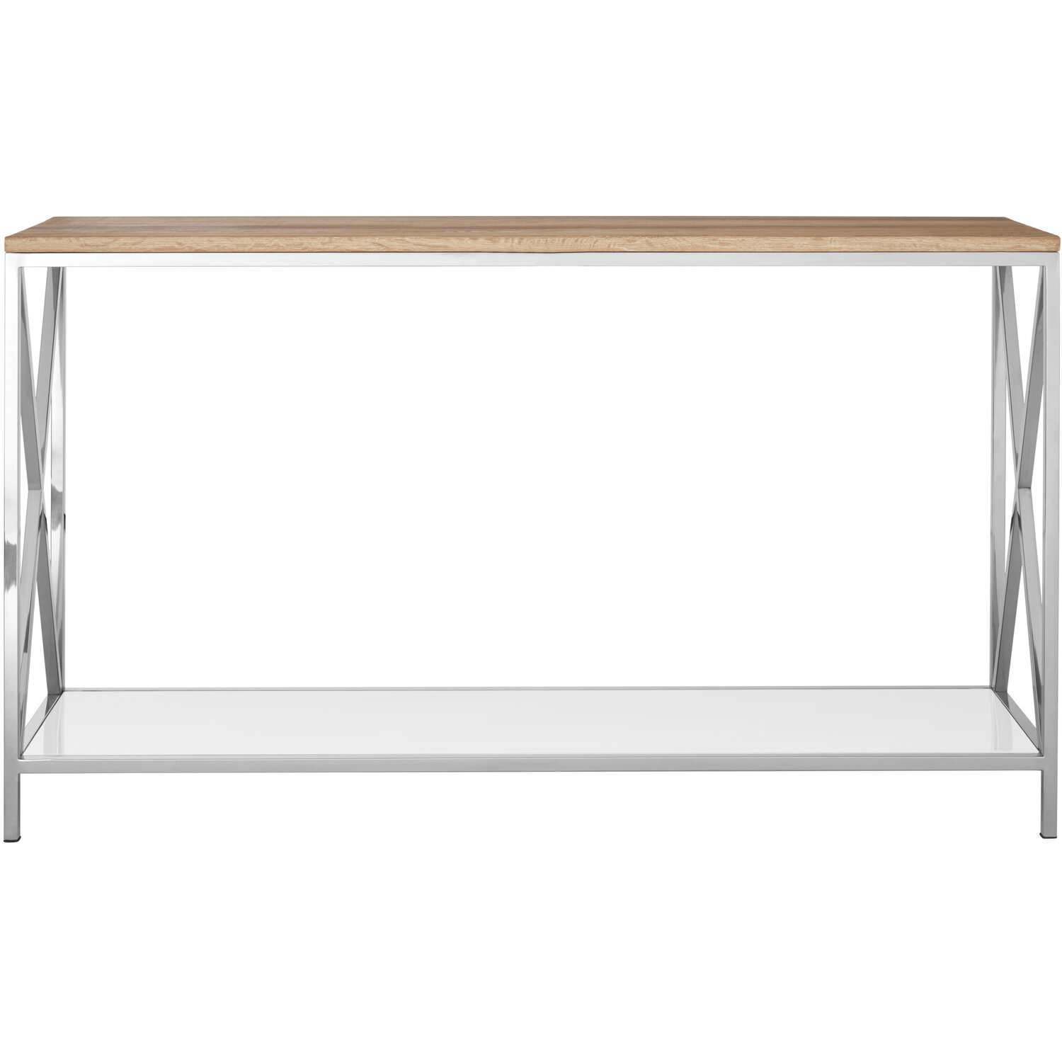 Chiswick Oak Wood Console Table - Silver