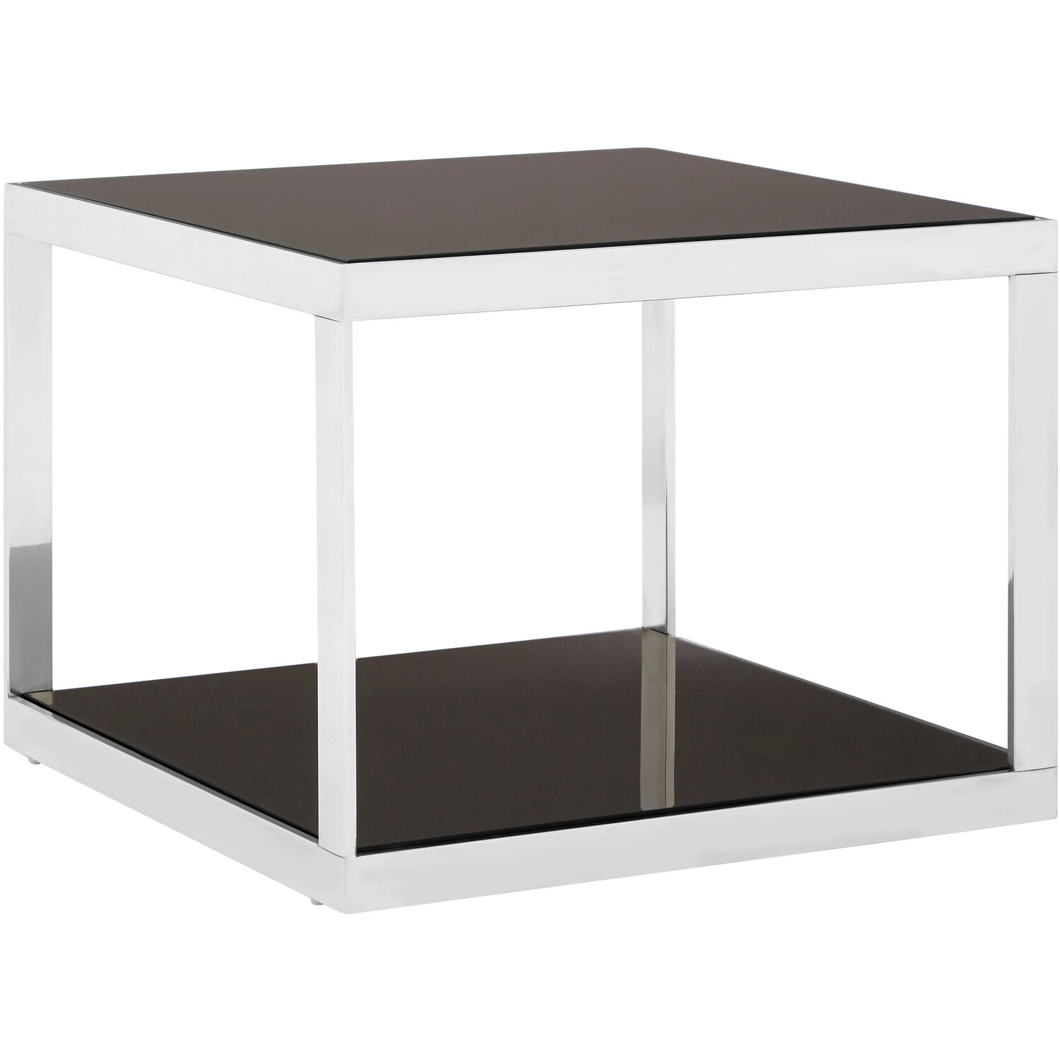 Ackley Silver Square Coffee Table With Black Glass - Black