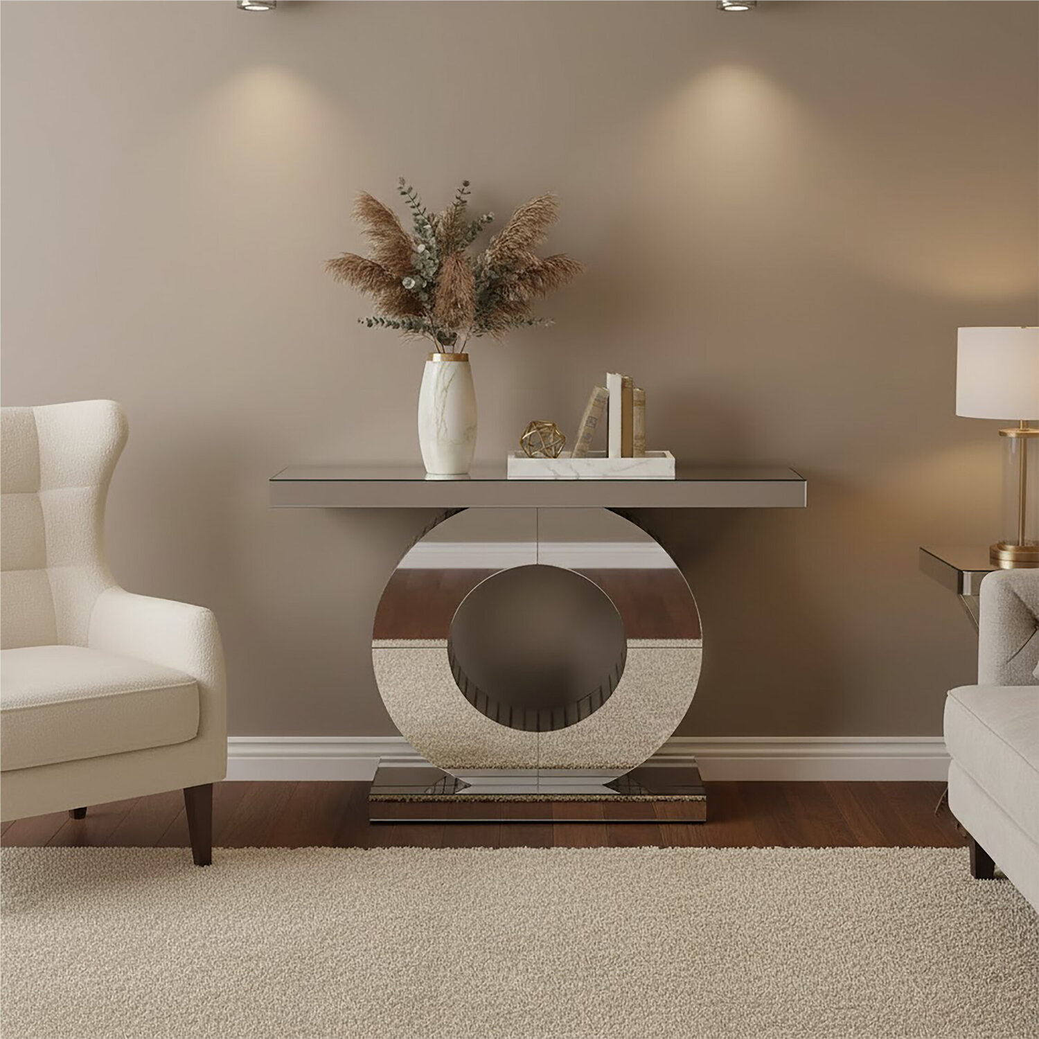 Gianara Mirrored Console Table - Silver