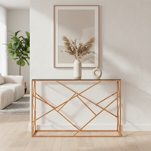 Allure Rose Gold Geometric Console Table