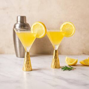 Set Of Two Astrid Wine Glasses With Gold Finish Stem