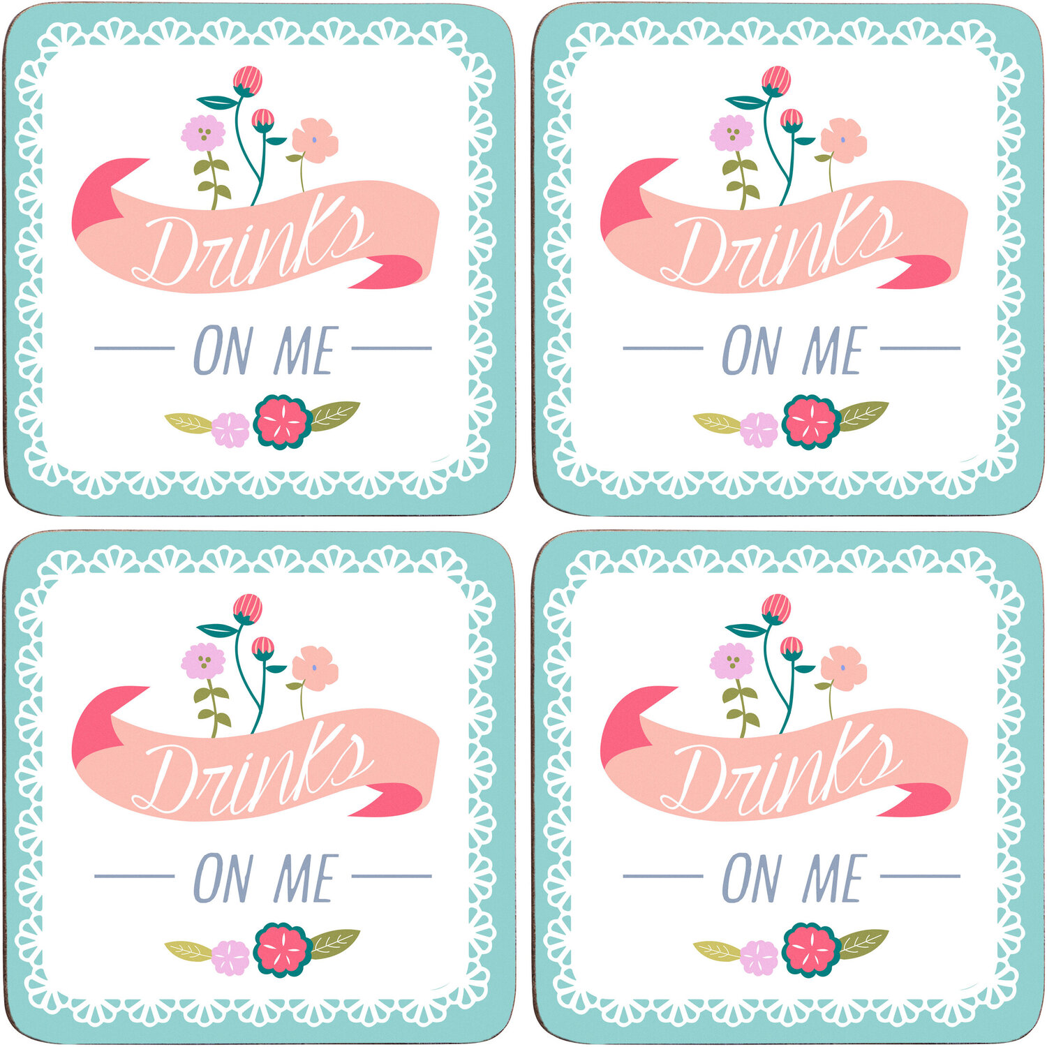 Set Of Four Amelie Cork Coasters - Multicolour