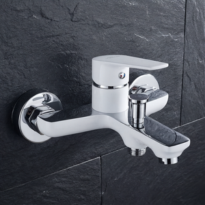 White/Chrome Bathroom Bath Elegant Wall Mounted Mixer Single Lever Tap