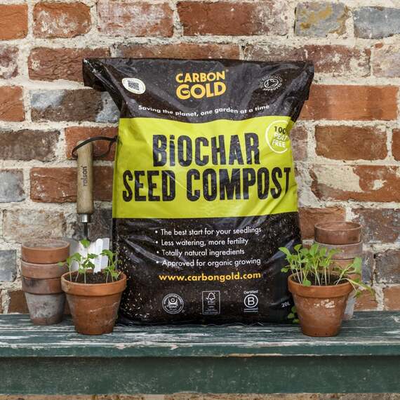 Carbon Gold Biochar Seed Compost - Peat-Free Coir with UK-Sourced Biochar.