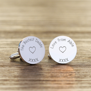 Personalised The Bestest Daddy Cufflinks - Silver Finish