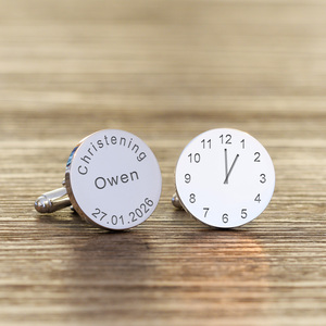 Personalised Christening / Special Time Cufflinks - Silver Finish