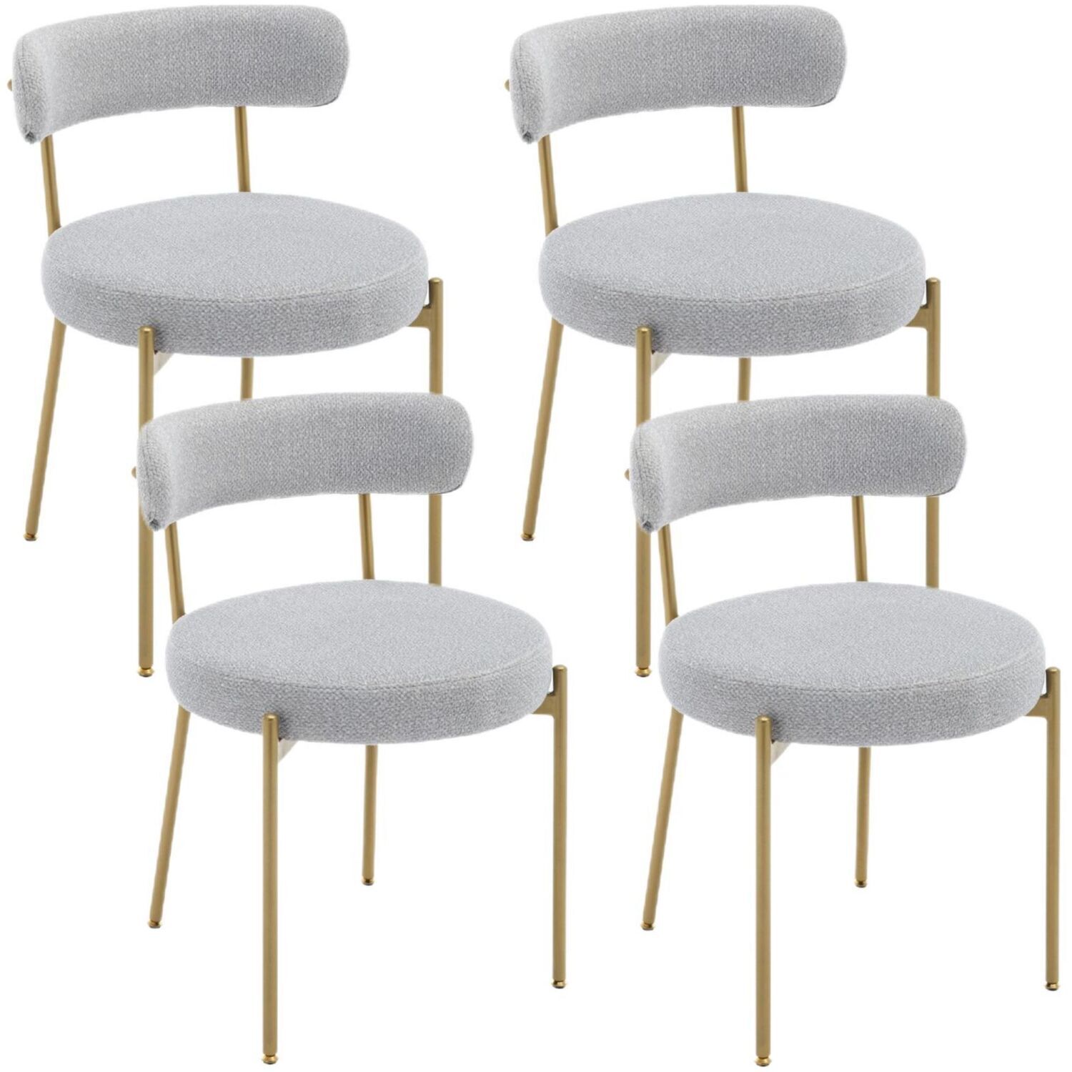 Modern Upholstered Dining Accent Tub Chairs With Curved Backrest - Grey 2