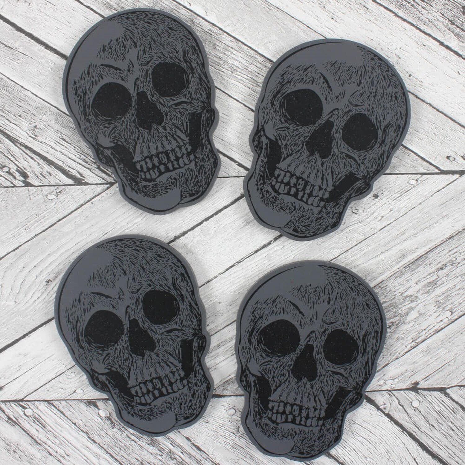 Image of Set of 4 Wooden Skull Coasters&hellip;